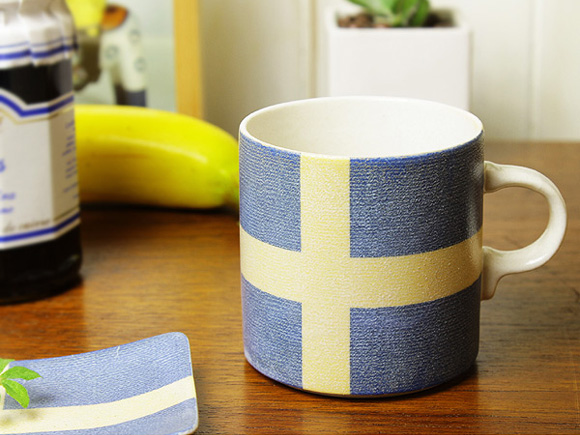スウェーデン国旗 フラッグマグカップ＆プレートセット 拡大写真