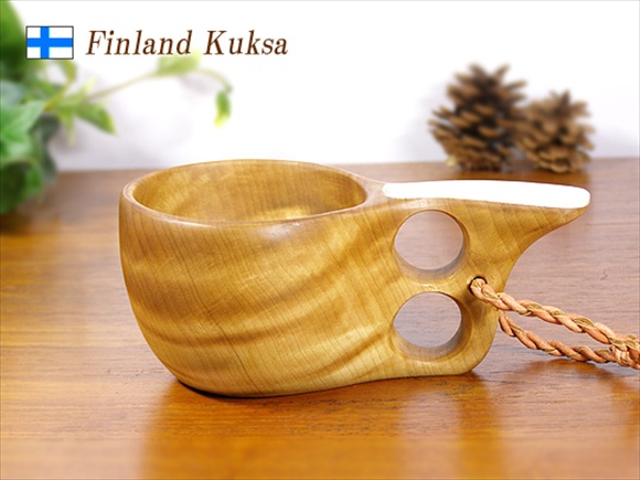 ククサ kuksa フィンランド トナカイの角飾り２つ穴150ml【北欧雑貨の 