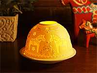 [11月入荷予定] ダーラナホース＆クルビッツ模様 陶器製LEDドームライト