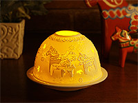 北欧ダーラナホースクラシック＆クルビッツ 陶器製キャンドルドームライト(LEDティーライト電池付き)