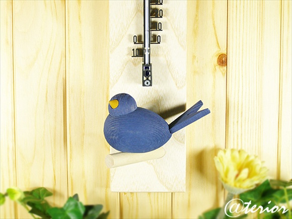 [５０％OFF 定価 2940円 B級品割れあり]Larssons Tra（ラッセントレー）スウェーデン製 小鳥のサーモメーター(温度計)ダークブルー 写真2